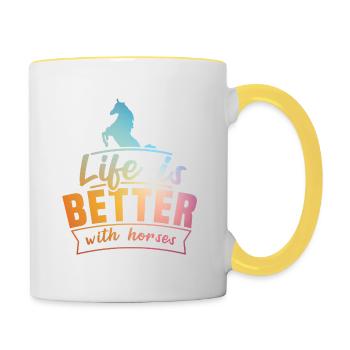 Life Is Better With Horses Design Horsing Shirt - Contrasting Mug - white/yellow - Right