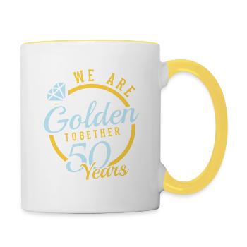 Nous Sommes D'or Ensemble 50 Ans T-shirt - Mug contrasté - blanc/jaune - Droite