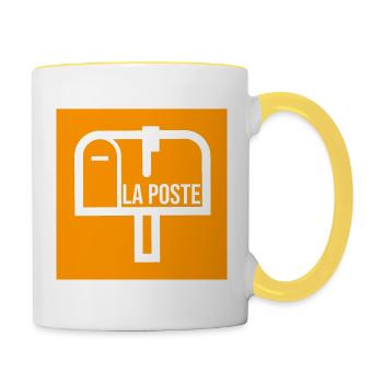 La poste livraison colis courrier facteur laposte - Mug contrasté - blanc/jaune - Droite