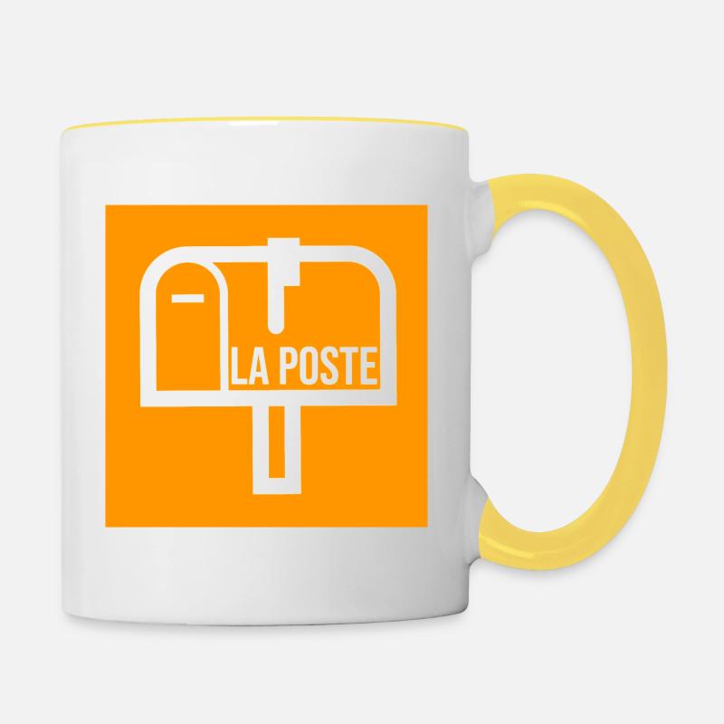 La poste livraison colis courrier facteur laposte - Mug contrasté - blanc/jaune