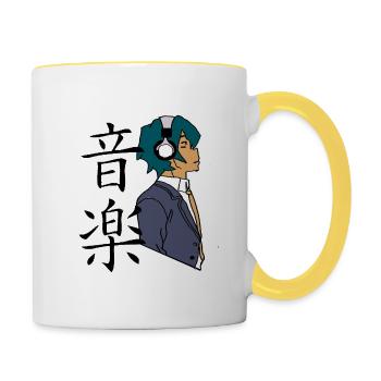 Anime Musik boy Musik Kanji Japan Schriftzeichen - Contrasting Mug - white/yellow - Right