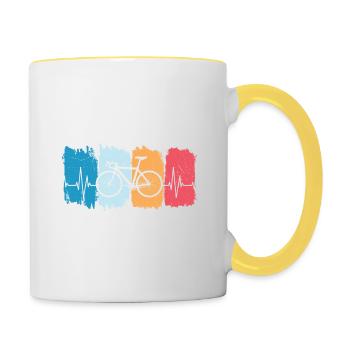Fahrrad Heartbeat Design - Tasse zweifarbig - Weiß/Gelb - Rechts