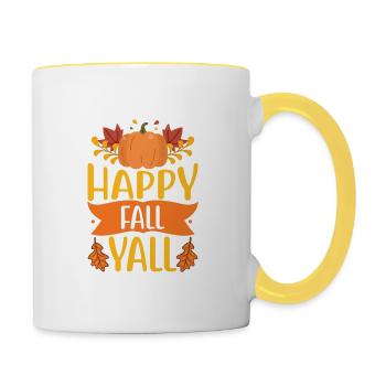 Fall Quote Happy Fall Yall - Contrasting Mug - white/yellow - Right