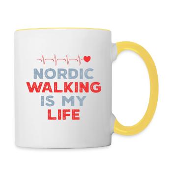 Nordic Walking Life Heart Love - Contrasting Mug - white/yellow - Right