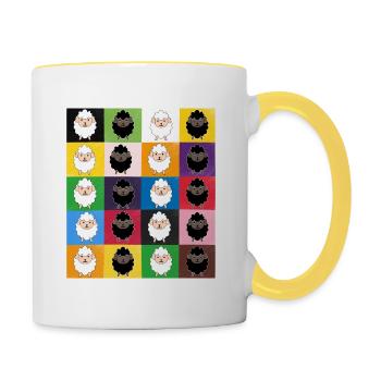 Patchwork sheep - Contrasting Mug - white/yellow - Right