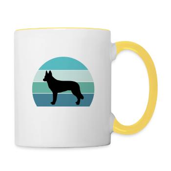 Chien-loup tchécoslovaque Silhouette Vintage Sunset - Mug contrasté - blanc/jaune - Droite