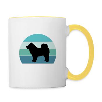 Eurasier Dog Silhouette Vintage Sunset pour Dog Lov - Mug contrasté - blanc/jaune - Droite