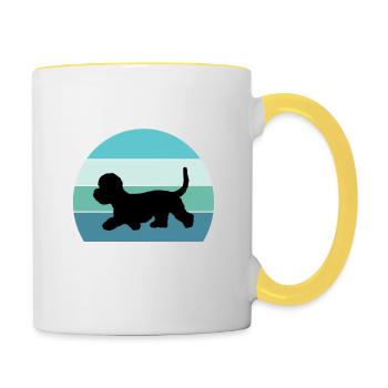 Dandie Dinmont Terrier Dog Silhouette Vintage Suns - Contrasting Mug - white/yellow - Right
