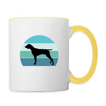 German Shorthaired Pointer Dog Silhouette Vintage - Contrasting Mug - white/yellow - Right