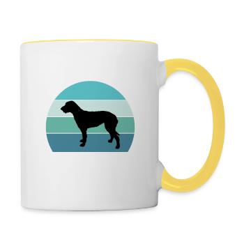 Irish Wolfhound Dog Silhouette Vintage Sunset for - Contrasting Mug - white/yellow - Right
