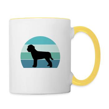 Lagotto Romagnolo Dog Silhouette Vintage Sunset fo - Contrasting Mug - white/yellow - Right