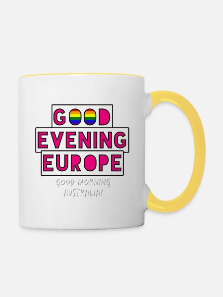 Guten Abend Europa - Tasse zweifarbig - Weiß/Gelb