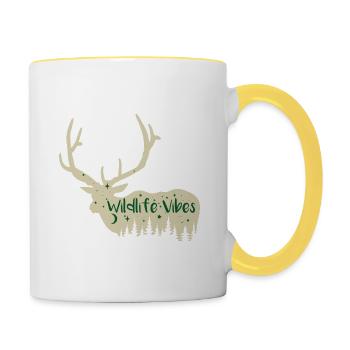 Funny Hunting Quote Wild Life Vibes - Contrasting Mug - white/yellow - Right