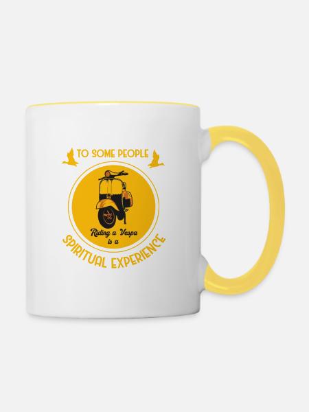 Lustige Scooter Quote Lettering Typografie - Tasse zweifarbig - Weiß/Gelb