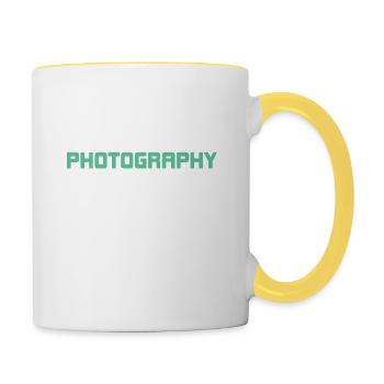 Photographie Citation Photographie Définition - Mug contrasté - blanc/jaune - Droite