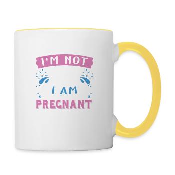 Citation de grossesse Je ne suis pas grosse Je suis enceinte Drôle maman - Mug contrasté - blanc/jaune - Droite