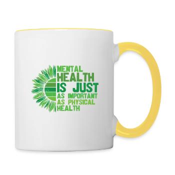 La santé mentale est tout aussi importante - Mug contrasté - blanc/jaune - Droite