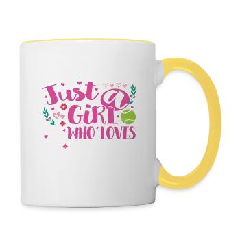 Tennis Quote Just A Girl Who Loves Tennis - Contrasting Mug - white/yellow - Right