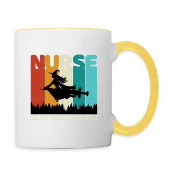 Nurse Quote Witch Nurse I Will Be There For You - Contrasting Mug - white/yellow - Right