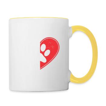 Nicht mehr an meiner Seite, sondern für immer Herz - Tasse zweifarbig - Weiß/Gelb - Rechts