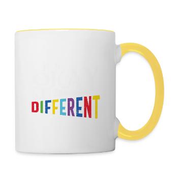 Autisme Citation Autisme C’est ok d’être différent - Mug contrasté - blanc/jaune - Droite