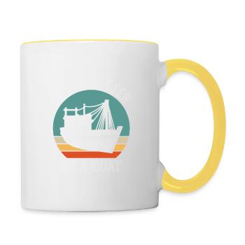Fishing Quote Vintage Life is Better on A Boat - Contrasting Mug - white/yellow - Right