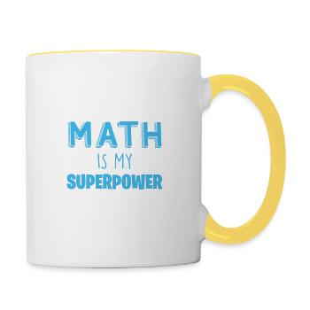 Math Quote Funny Math Is My Superpower Algebra - Contrasting Mug - white/yellow - Right