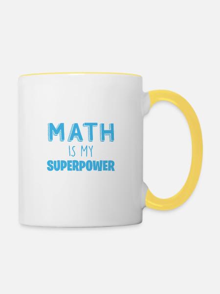 Math Quote Funny Math ist meine Superkraft Algebra - Tasse zweifarbig - Weiß/Gelb