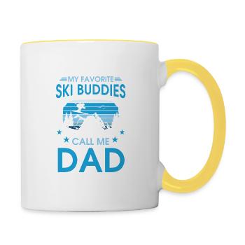 Skizitat Meine Lieblings-Skifreunde Nennen Sie mich Papa - Tasse zweifarbig - Weiß/Gelb - Rechts