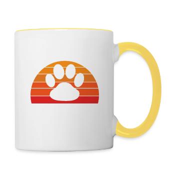 Chien Noël Citation Rester Pawsitive Drôle De Chien Patte - Mug contrasté - blanc/jaune - Droite