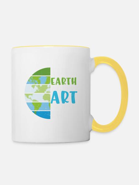 Citation de la Terre La Terre Sans Art Est Juste Eh - Mug contrasté - blanc/jaune