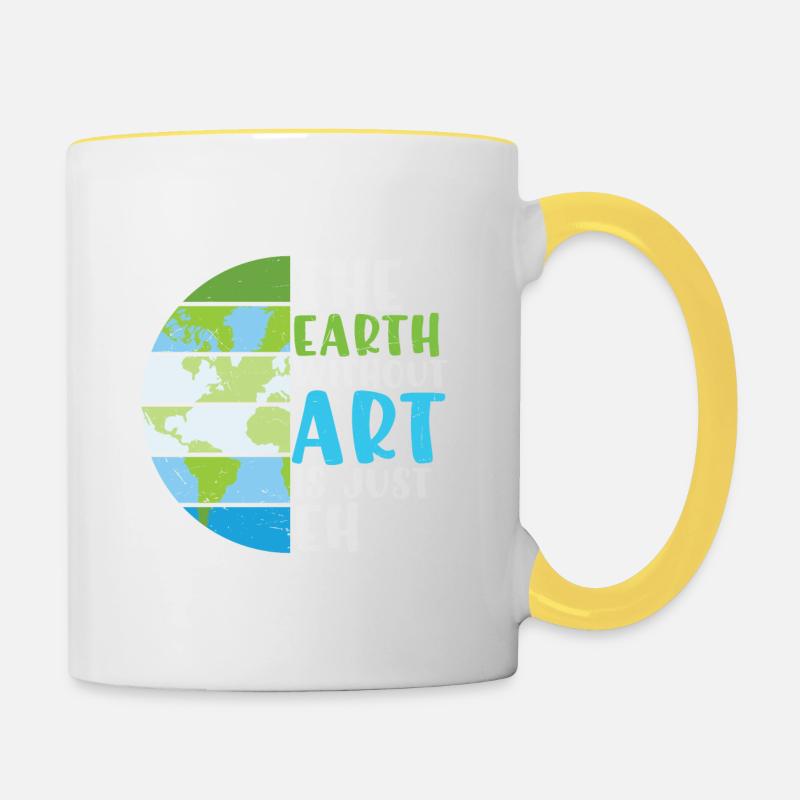 Citation de la Terre La Terre Sans Art Est Juste Eh - Mug contrasté - blanc/jaune