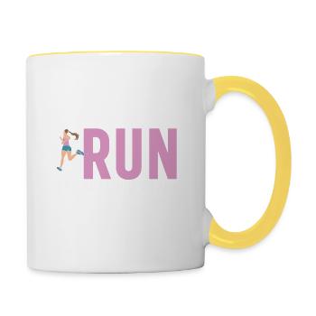 Running Quote Funny She Will Run And Not Grow Wear - Contrasting Mug - white/yellow - Right