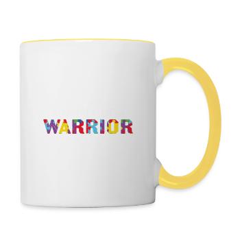 Autisme Citation Autisme Maman d’une famille guerrière - Mug contrasté - blanc/jaune - Droite