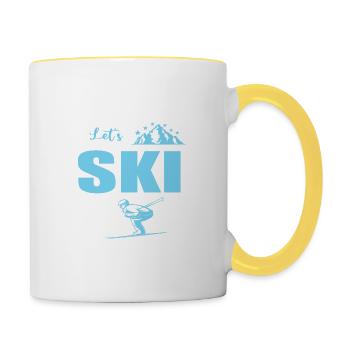 Ski Quote Retro Ski Vintage 80er 90er Let's Ski - Tasse zweifarbig - Weiß/Gelb - Rechts