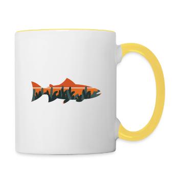 Fishing Quote Trout Fly Fishing Nature Outdoor - Contrasting Mug - white/yellow - Right