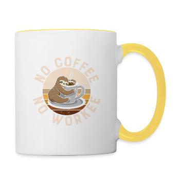 Coffee Quote No Coffee No Workee For Coffee - Contrasting Mug - white/yellow - Right