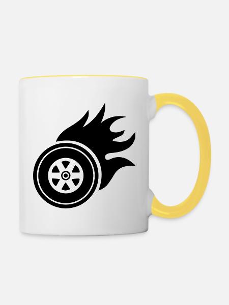 Reifen feuer - Tasse zweifarbig - Weiß/Gelb