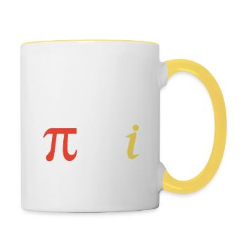 Math Quote Pi and imaginary number funny math - Contrasting Mug - white/yellow - Right