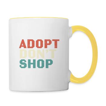 Tierliebhaber Geschenk Adopt Don't Shop - Tasse zweifarbig - Weiß/Gelb - Rechts