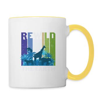 Earth Quote Earth Quote Rewild And Save The Earth - Contrasting Mug - white/yellow - Right