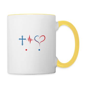 Nurse Quote Faith Hope Love Student Medical Nurse - Contrasting Mug - white/yellow - Right