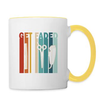 Citation de barbier Obtenez un barbier rétro fané - Mug contrasté - blanc/jaune - Droite