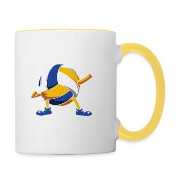 Volleyball Zitat Dabbing Volleyball Lustiger Sport Lo - Tasse zweifarbig - Weiß/Gelb - Rechts