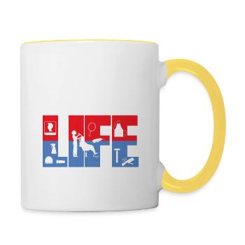 Citation Barbier Barber Life Vintage Shop - Mug contrasté - blanc/jaune - Droite