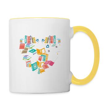 Writer Quote Heart Love Books Literary Gift Idea - Contrasting Mug - white/yellow - Right