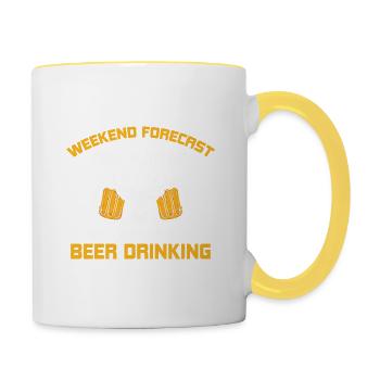 Jagd Zitat Lustige Hirschjagd Bier trinken - Tasse zweifarbig - Weiß/Gelb - Rechts