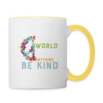 Hippie-Zitat, wo Sie alles sein können, sind Arten - Tasse zweifarbig - Weiß/Gelb - Rechts