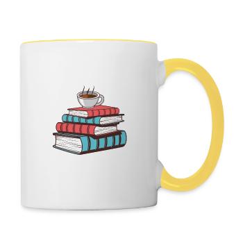 Reading Quote Drink Tea Read Books Be Happy Book L - Contrasting Mug - white/yellow - Right