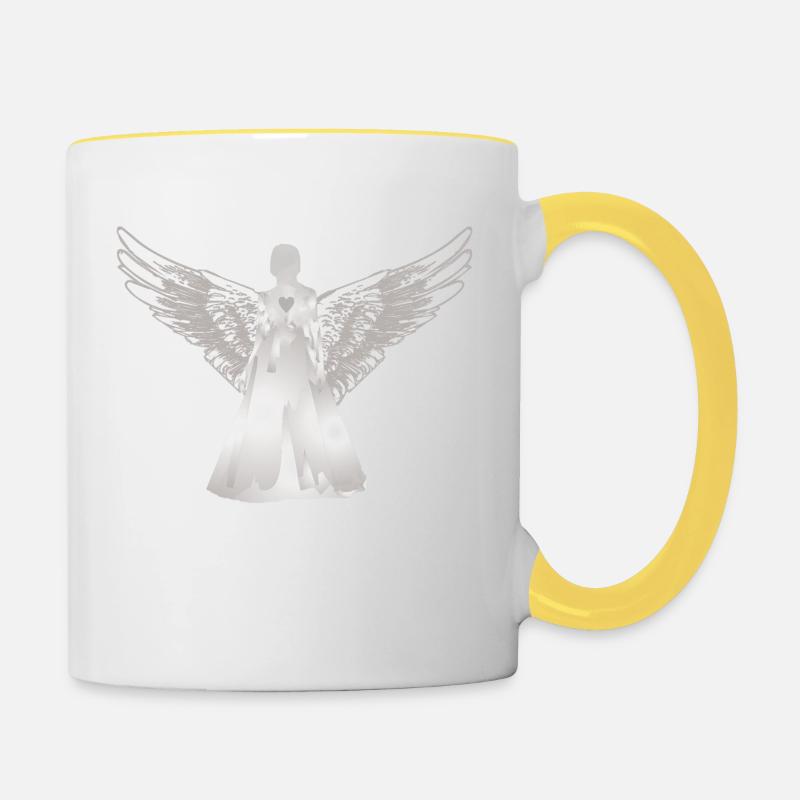 Engel Schutzengel mit Herz - Tasse zweifarbig - Weiß/Gelb